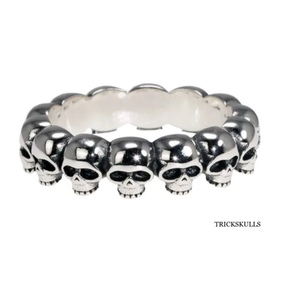 925 Sterling Silver 6mm Skulls Band Stackable Skull Ring 7 8 9 10 11 12 - Picture 6 of 6
